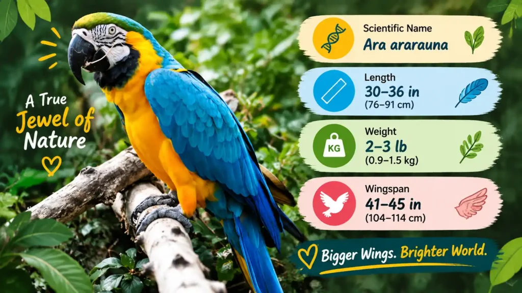 Blue Gold Macaw size facts
