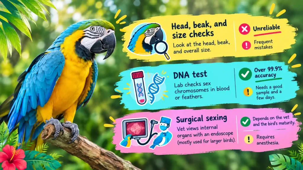 Blue and Gold Macaw sexing methods 