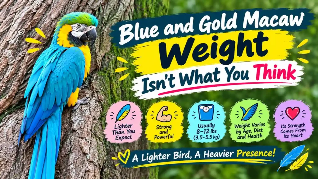 Blue and gold macaw weight infographic