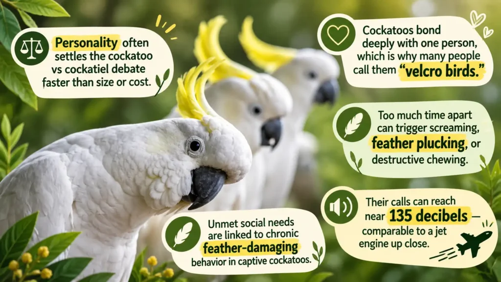Cockatoo personality and behavior infographic