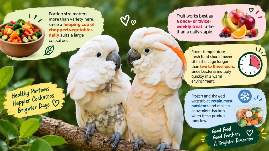 Cockatoo food portions
