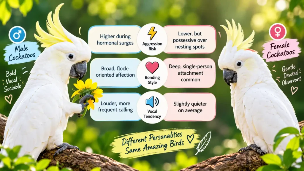 Male and female cockatoos