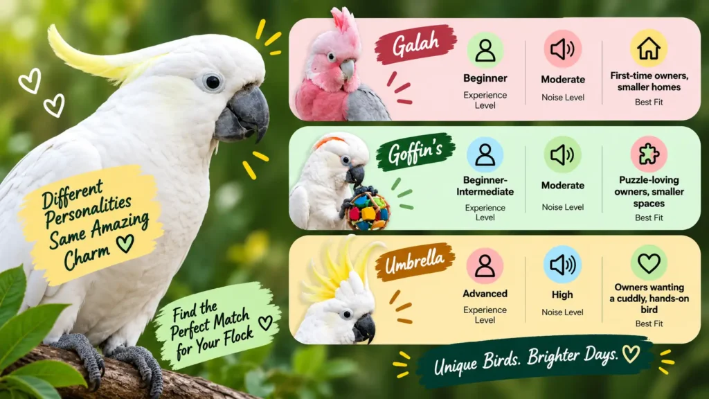 Cockatoo species comparison