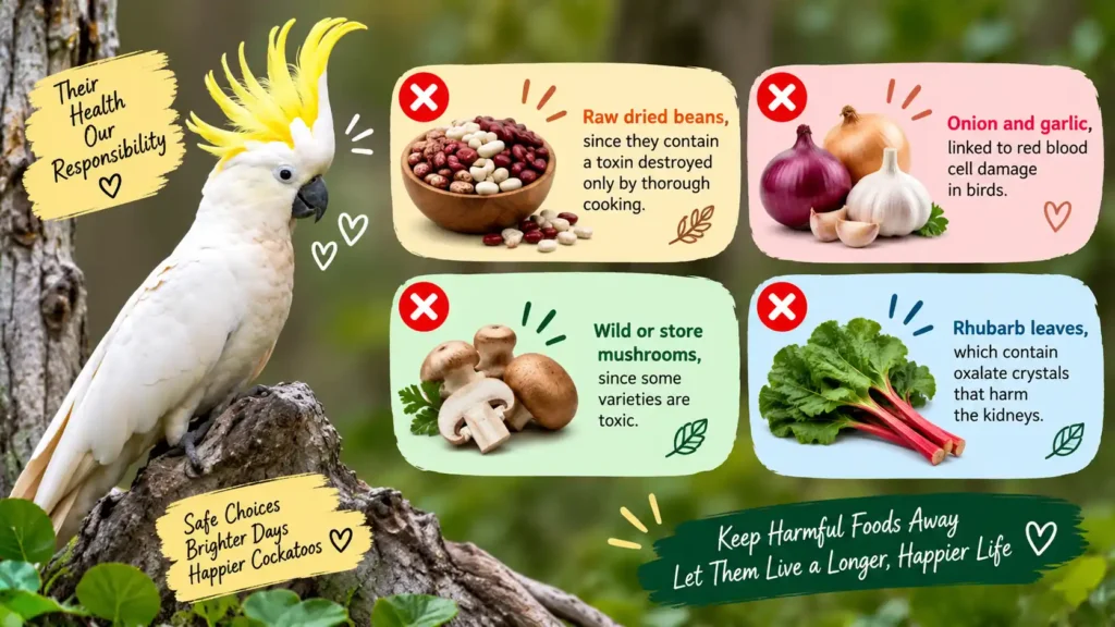 Unsafe foods for cockatoos
