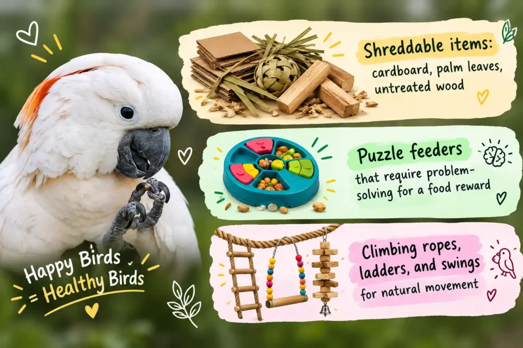 Cockatoo enrichment ideas.