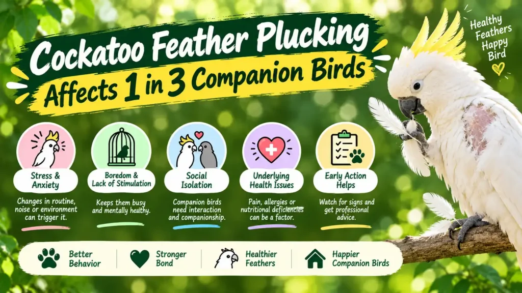 Cockatoo feather plucking infographic.