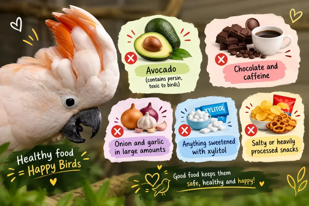 Cockatoo foods to avoid.