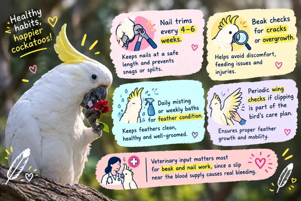 Cockatoo grooming care infographic