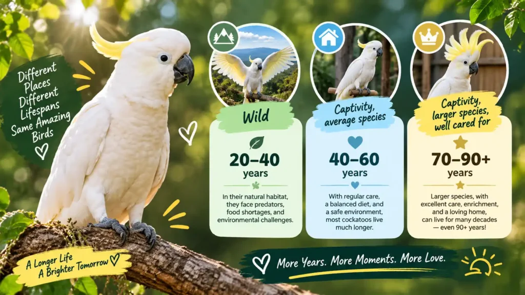 Cockatoo lifespan comparison