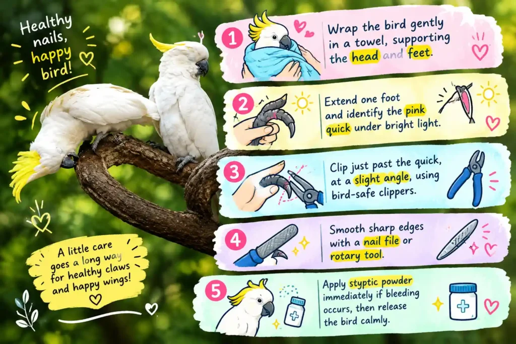 Cockatoo nail trimming guide