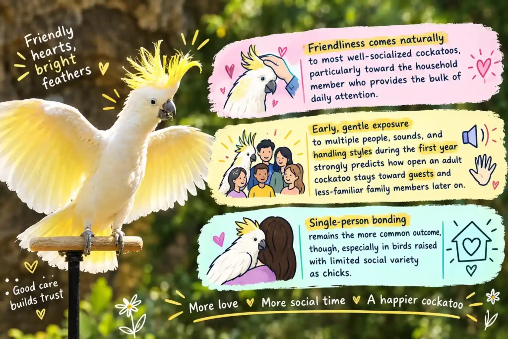 Cockatoo socialization infographic