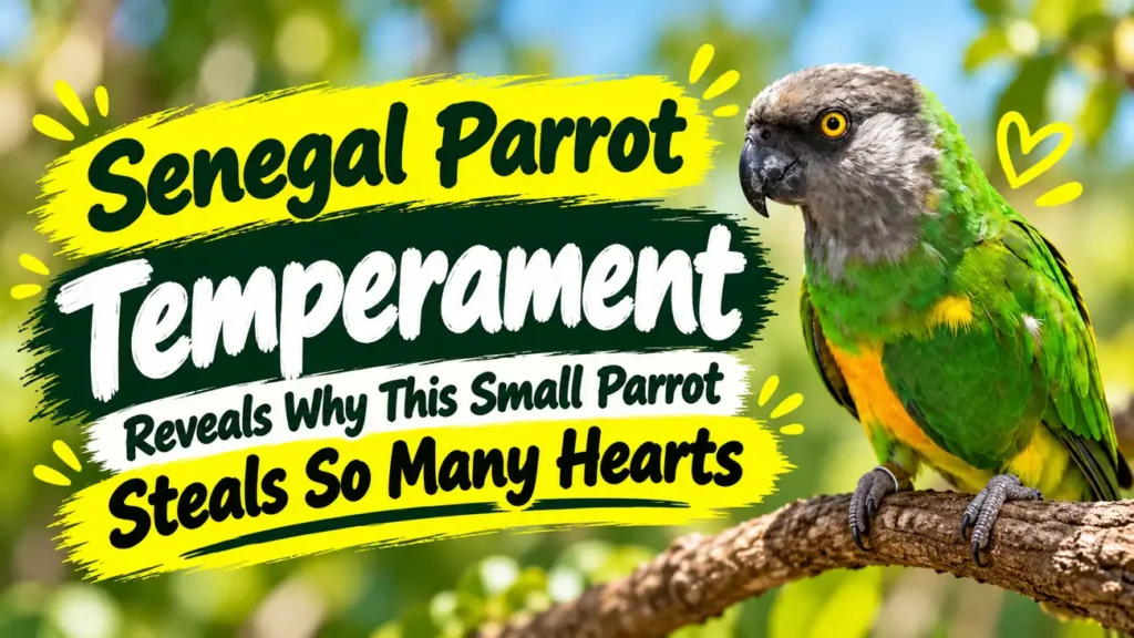 Senegal parrot temperament infographic.