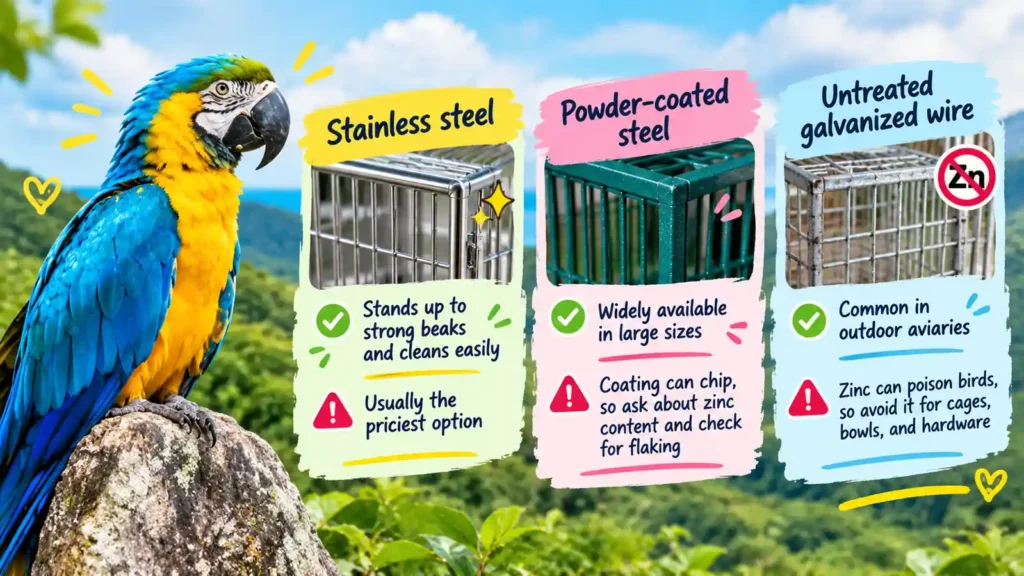 Macaw cage materials comparison