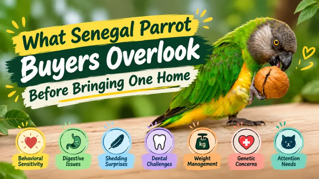 Senegal parrot with buyer tips.