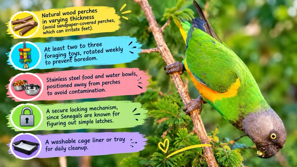 Senegal parrot cage care tips