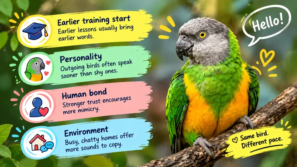 Senegal Parrot talking age factors 