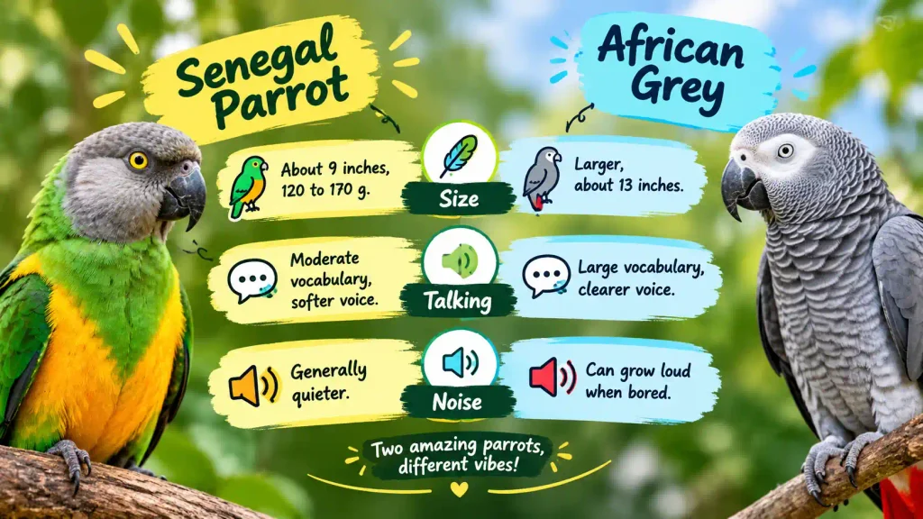 Senegal Parrot vs African Grey